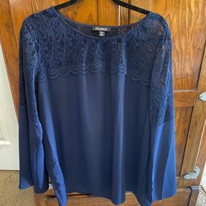 1X Roz & Ali Navy Blue Women’s Blouse